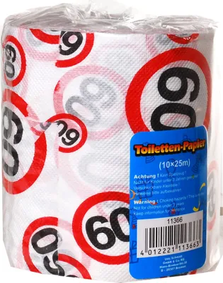Produktbild von Toilettenpapier 60 Jahre Geschenk für den Geburtstag 1 Stück Länge 25m Klopapier