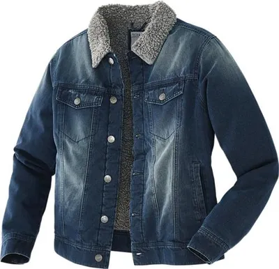 Produktbild von Terrax Workwear Herren Jeansjacke mit Sherpafleece-Futter - Arbeitsjacke mit Knopfleiste in Jeans Größe M