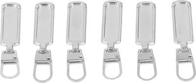 Produktbild von 6 Stück Reißverschluss-Zuglasche, rostfrei, abnehmbar, farbig, Ersatz für Kleidung, Gepäck, Schuhe, Spielzeug, Handtaschen, Geldbörsen, Silber