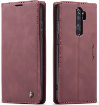 Image de Etui Redmi Note 8 Pro, étui rétro en cuir PU, pochettes pour cartes, fermeture magnétique, étui avec fonction stand pour Xiaomi Redmi Note 8 Pro Rouge