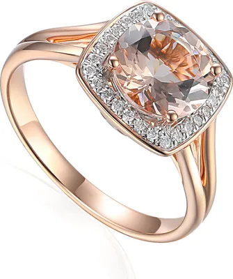 Produktbild von 585er Rotgold Damenring mit Morganit 1,59ct. und Diamanten 0,12ct. Gr. 54