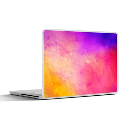 Produktbild von MuchoWow® Laptop Aufkleber Sticker Cover Aquarell - Gelb - Lila - Rosa 31x22.5 cm - Laptop-Deko