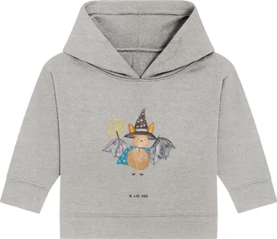 Produktbild von Mr. & Mrs. Panda Organic Baby Hoodie Fledermaus Zauberer 12. - 18. Monat - Heather Grey - Geschenk, Lustige Sprüche, Frauen, Reinsteigern, Magier, Kapuzenshirt