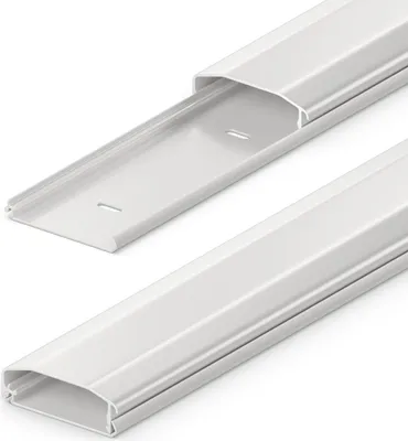 Produktbild von deleyCON Universal Kabelkanal Leitungskanal einfaches Verlegen von Kabeln und Leitungen hochwertiges PVC Länge 100cm Breite 6cm Höhe 2cm - Weiß