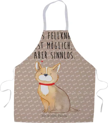 Produktbild von Mr. & Mrs. Panda Arbeitsschürze Hund Glück - Hundeglück - Geschenk, Vorbinder, Grillmeister-Schürze, Gastro Schürze, Sprüche, Herz, Liebe, Kochschürze, Küchenschürze