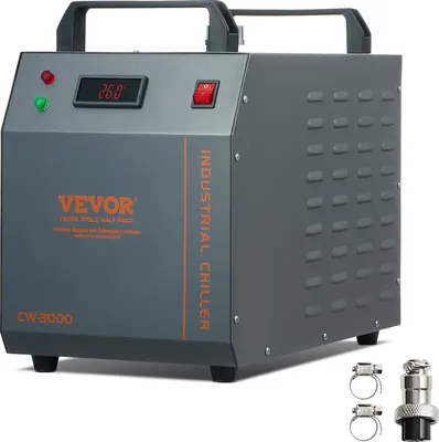 Produktbild von Przemysłowy agregat wody lodowej VEVOR, CW-3000, 80 W chłodzony powietrzem przemysłowy system chłodzenia wodą ze zbiornikiem wody o pojemności 12 l, maks. natężenie przepływu 12 l/min, do chłodzenia maszyny do grawerowania laserowego