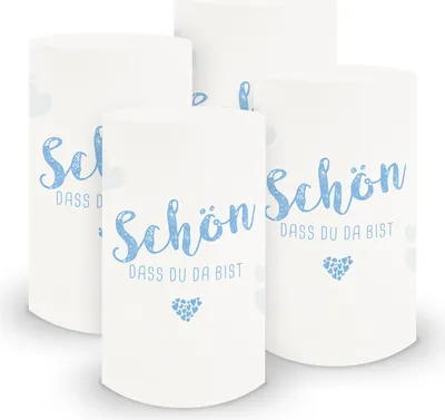 Produktbild von itenga 6x Windlicht Schön dass du da bist hellblau 10cm