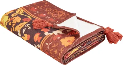 Produktbild von BELIANI Picknickdecke Rot 200 x 200 cm mit Isolierung Wasserdicht Quasten Blumen Florales Muster
