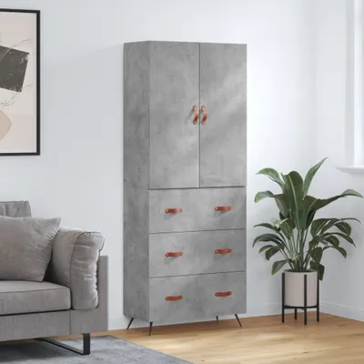 Produktbild von The Living Store Highboard Betongrau 69,5x34x180 cm Holzwerkstoff