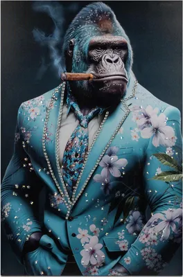 Produktbild von Wandbild Gorilla im Anzug mit Zigarre 1 60x90cm auf Leinwand Formano