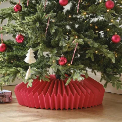 Produktbild von Weihnachtsbaumdecke in Wabenform – Rot – 32 cm hoch – Innendurchmesser Ø 50 cm – Wiederverwendbar
