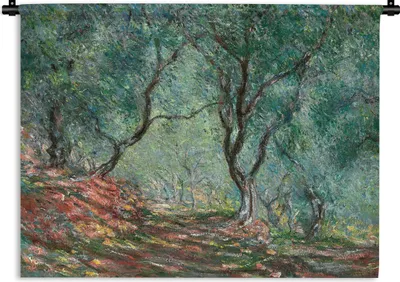 Produktbild von MuchoWow® Wandteppich Wandbehang Olivenbäume im Garten von Moreno - Gemälde von Claude Monet 120x90 cm Tapisserie Dekoration Wandtuch - Wohnen - Aufhänger für die Wand