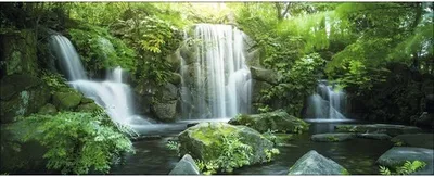 Produktbild von Glasbild Waterfall In Paradise 125x50 cm