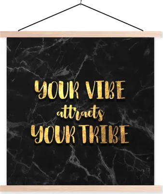 Produktbild von MuchoWow® Textilposter Zitate - Sprichwörter - Gold - Marmor 60x60 cm mit holzfarbenen Rahmen - Wanddekoration