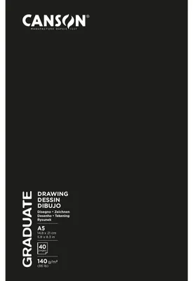 Image de CANSON C31200L051 Carnet de croquis Graduate - A5, 140 g/qm, 20 feuilles, couverture souple noire