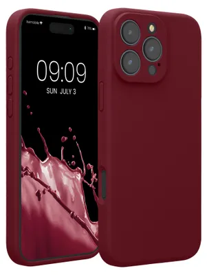 Produktbild von kwmobile Handyhülle für Apple iPhone 16 Pro Max Hülle - gummierte Handy Silikon Case für iPhone 16 Pro Max - Schutzhülle Cover - Rhabarber Rot