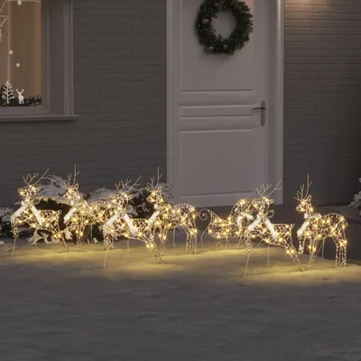 Produktbild von vidaXL LED Rentiere mit 40 LEDs 7 pcs Gold PET