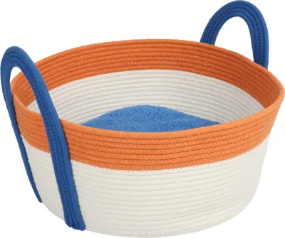 Produktbild von Coockoo Katzenkorb Binge orange/blau, Maße: 44 x 44 x 20 cm