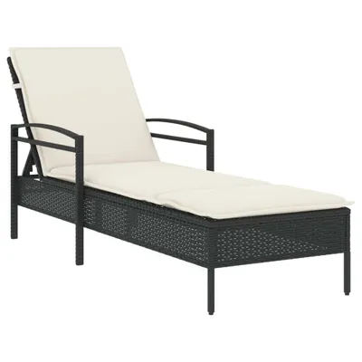 Obrázok produktu pre Záhradné ležadlo s vankúšom čierne 63x200x81 cm polyratan