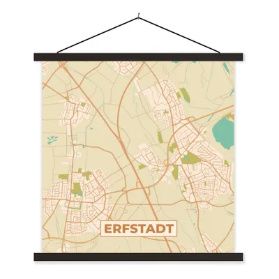 Produktbild von MuchoWow® Textilposter Erfstadt - Stadtplan - Vintage - Karte 60x60 cm mit schwarzem Rahmen - Posteraufhänger