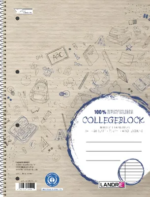 Obrázok produktu pre LANDR Collegeblock "Recycling" DIN A4, liniert, 80 Blatt