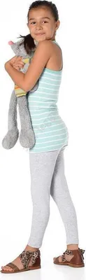 Produktbild von Mädchen Kinder Leggings in 23 Farben Baumwolle; Grau Meliert 146