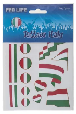 Produktbild von 12 Tattoos "Italien" 1 Bogen 62698 | Rot Weiß Grün - Fußball
