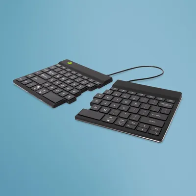 Zdjęcie produktu dla R-Go Tools Ergonomiczna R-Go Split Break klawiatura, z oprogramowaniem do robienia przerw, QWERTY (US), Bluetooth, czarna, Bezprzewodowy, Bluetooth, Przełącznik nożycowy, QWERTY, Czarny
