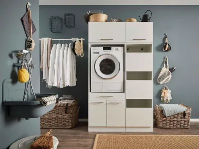 Produktbild von Waschmaschinenumbauschrank >LAUNDREEZY< in weiß - 117,5x200x67,5 (BxHxT)