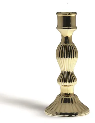 Imagen del producto de Soportes para velas Excelsa Light, de vidrio, color dorado, 8.8 x 8.8 x 20 cm