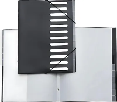 Produktbild von FSY Ordnungsmappe A4, 12 Fächer, 3 Klappen, PP schwarz, 1 Stück
