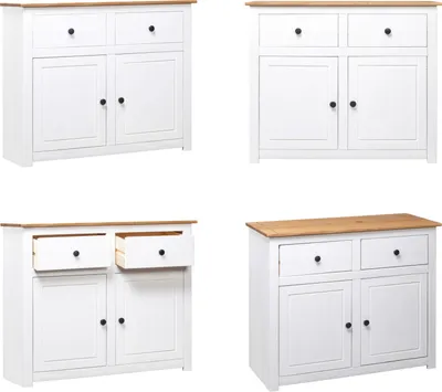 Produktbild von vidaXL Sideboard Weiß 93x40x80 cm Kiefernholz Panama - Sideboard - Sideboards - Sideboard Holz - Sideboards Holz