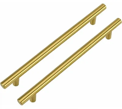 Produktbild von Set mit 2 goldenen Schrankgriffen, Küchenschrankgriffen, 160 mm Lochabstand, goldener Griff