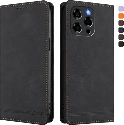 Produktbild von Hülle für Doogee Note 58 /Note 58 Pro, Retro Kunstleder Ständer Klapphülle mit Kartenfächer und Magnetische Schwarz