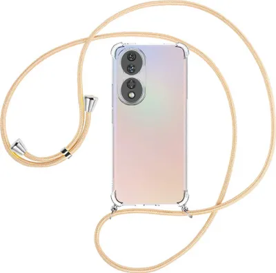 Produktbild von Handykette Backcover-Schutzhülle mit Band (Metall silberfarben) für Honor 90 5G (REA-AN00, 6.7'') - Goldkordel
