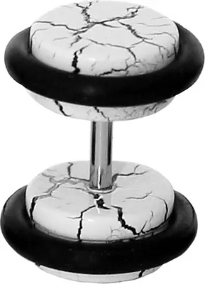 Produktbild von Fake Plug Ohrstecker in Acryl Reißlack Muster 8 mm Farbe - Weiß