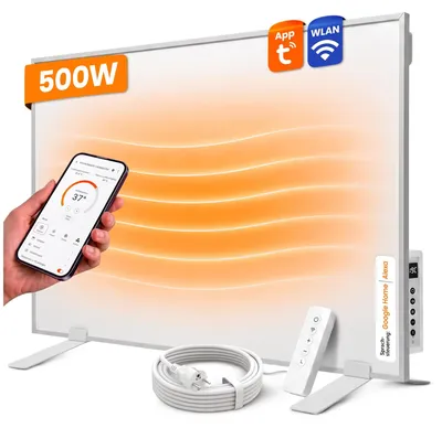 Produktbild von Dalsys Infrarotheizung 500W - Infrarot Wandheizung für ca. 5–10qm - Infrarotheizung mit Thermostat - WiFi, App-Steuerung & Smarthome-Integration - Weiß