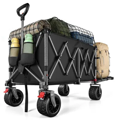 Imagen del producto de Carro de mano plegable, con capacidad de 170 litros, carga máxima de 120 kg, con altura ajustable, ideal para camping