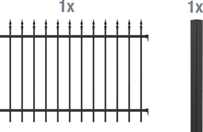 Produktbild von Alberts Zierzaun - Anbauset Chaussee, Höhe 100 cm, Länge 2 m, matt schwarz, zum Einbetonieren