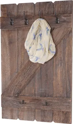 Immagine prodotto di Appendiabiti da parete HWC-D13, Armadio Pannello appendiabiti, 6 ganci 91x60cm ~ braun shabby