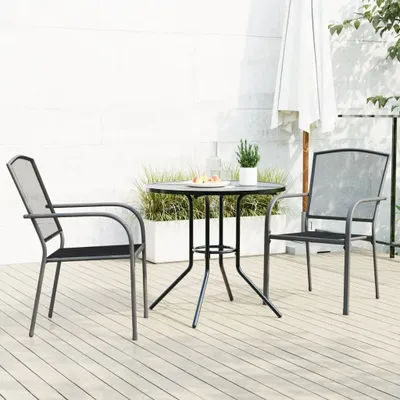Produktbild von Maison Exclusive - Gartenstuhl-Set 3-tlg. Stapelbar Pulverbeschichteter Stahl