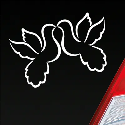 Produktbild von Auto Aufkleber Liebestauben Liebe Love Taube Hochzeit 12x9 cm Weiss Glanz Sticker Heckscheibenaufkleber