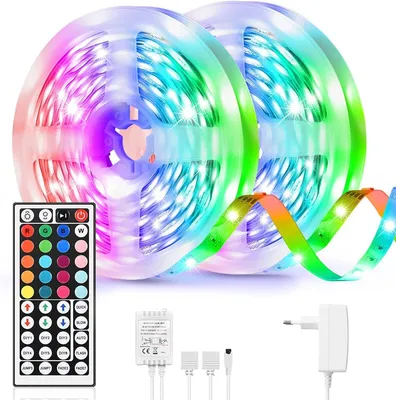 Obrázek produktu pro LED pásky RGB, 15 metrů, 8 režimů barev, 5050 SMD, 230V, vhodné do kuchyně a koupelny