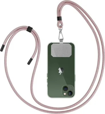Image de Chaîne universelle pour téléphone portable Housse - Tour de cou pour smartphone Lanière pour clés or rose