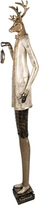 Produktbild von Clayre & Eef Weihnachtsdekorationsfigur Hirsch 27x21x160 cm Beige Kunststoff Uhr