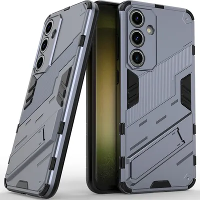 Produktbild von Armor Hülle für Samsung Galaxy S24 FE Hybrid PC TPU Bumper Stoßfestes Schutzhülle mit Standfunktion Grau