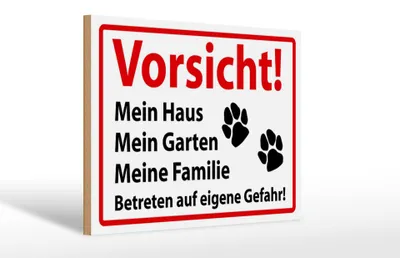 Produktbild von Holzschild Hinweis 30x20cm Vorsicht Mein Haus Mein Garten