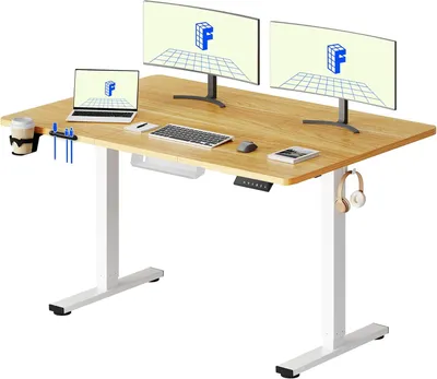 Image de Bureau assis-debout électrique, 140x60 cm - Bureau de bureau réglable en hauteur avec fonction mémoire