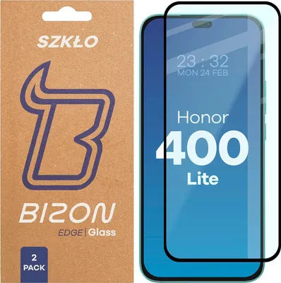 Produktbild von 2x Gehärtetes Glas für Honor 400 Lite, Bizon Glass Edge Duo, Schwarzer Rahmen, 2 Stück