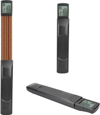 Produktbild von Gitarren Akkord Trainer, Mini 6 Fret Taschengitarr Tragbar Übungswerkzeug Gitarre Fingerspeicher Übungsgerät mit Drehbarer Kartenbildschirm für Anfänger